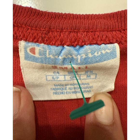 Vintage 90s Champion Shirt Mens SM Red Spell Out Logo Reverse Weave Heavyweight - Picture 2 of 6